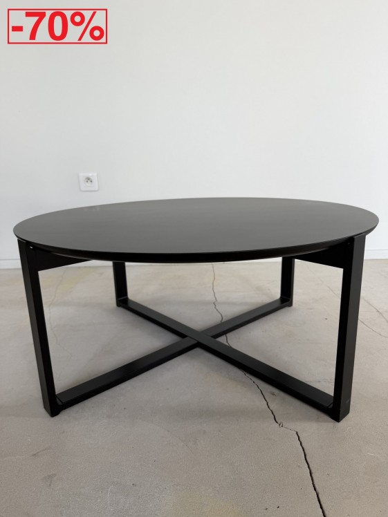 Table basse ronde DELTA COFFEE bois massif de hêtre Black Grain