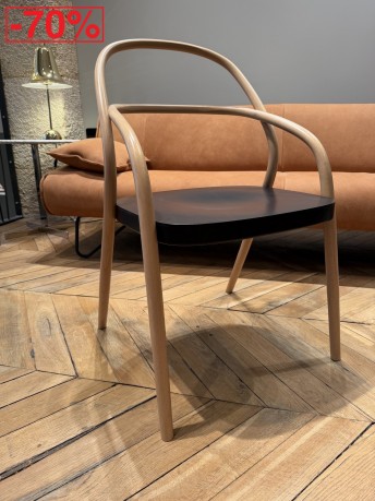 Chaise 002 bois massif de hêtre, version bicolore teinte naturelle et Dark Wengé