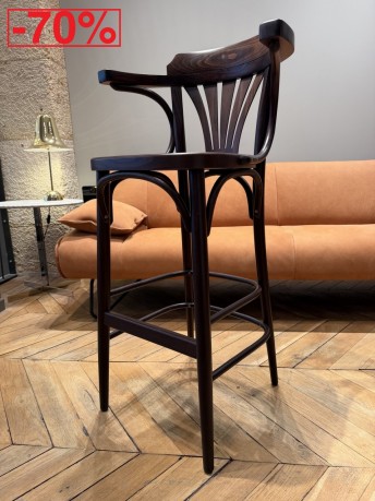Tabouret de bar 135 en bois de hêtre teinte café