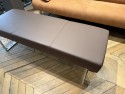 Banc design Seaside 145 cm cuir chocolat, pieds en acier chromé brillant