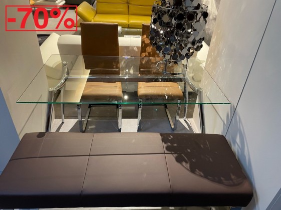 Table verre sécurit et pieds chromés SP2 80 x 140 cm