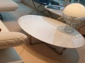 Table basse ovale design BABY.T plateau laqué blanc, base chromée brillante