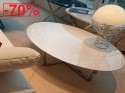 Table basse ovale design BABY.T plateau laqué blanc, base chromée brillante